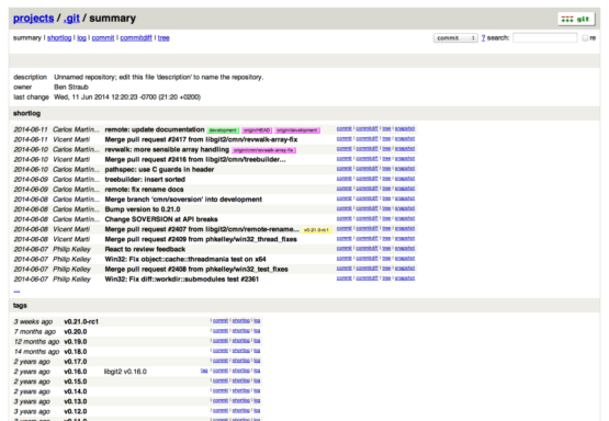 Figure 49. The GitWeb web-based user interface