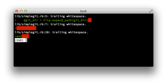 Figure 56. Output of git diff --check