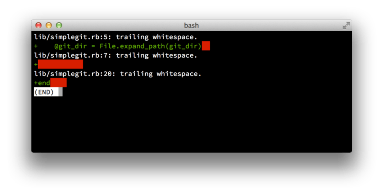 Figure 56. Output of git diff --check