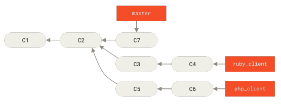 Figure 72. History with several topic branches