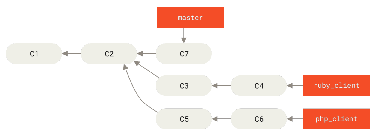Figure 72. History with several topic branches