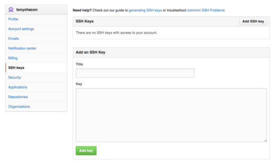 Figure 83. The “SSH keys” link