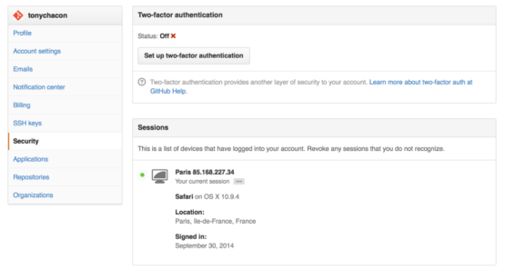 Figure 87. 2FA in the Security Tab