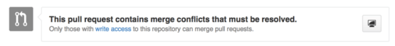 Figure 96. Pull Request does not merge cleanly