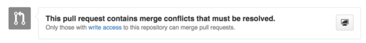 Figure 96. Pull Request does not merge cleanly
