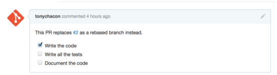 Figure 102. Task lists rendered in a Markdown comment