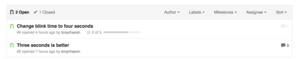Figure 103. Task list summary in the Pull Request list