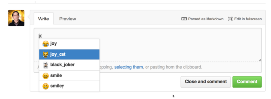 Figure 106. Emoji autocompleter in action