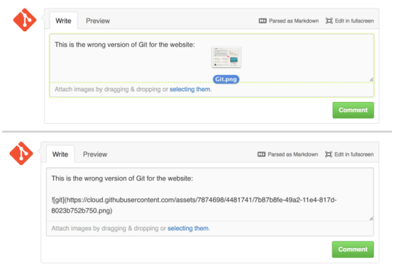 Figure 108. Drag and drop images to upload them and auto-embed them