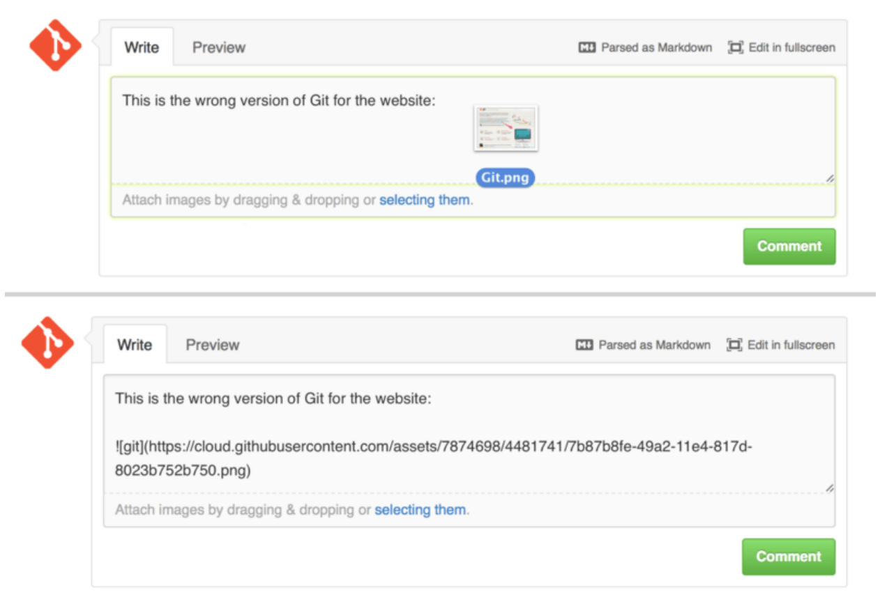 Figure 108. Drag and drop images to upload them and auto-embed them