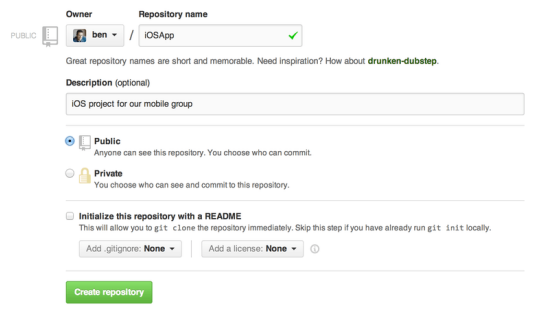 Figure 111. The “new repository” form