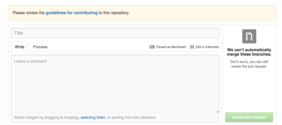 Figure 122. Opening a Pull Request when a CONTRIBUTING file exists