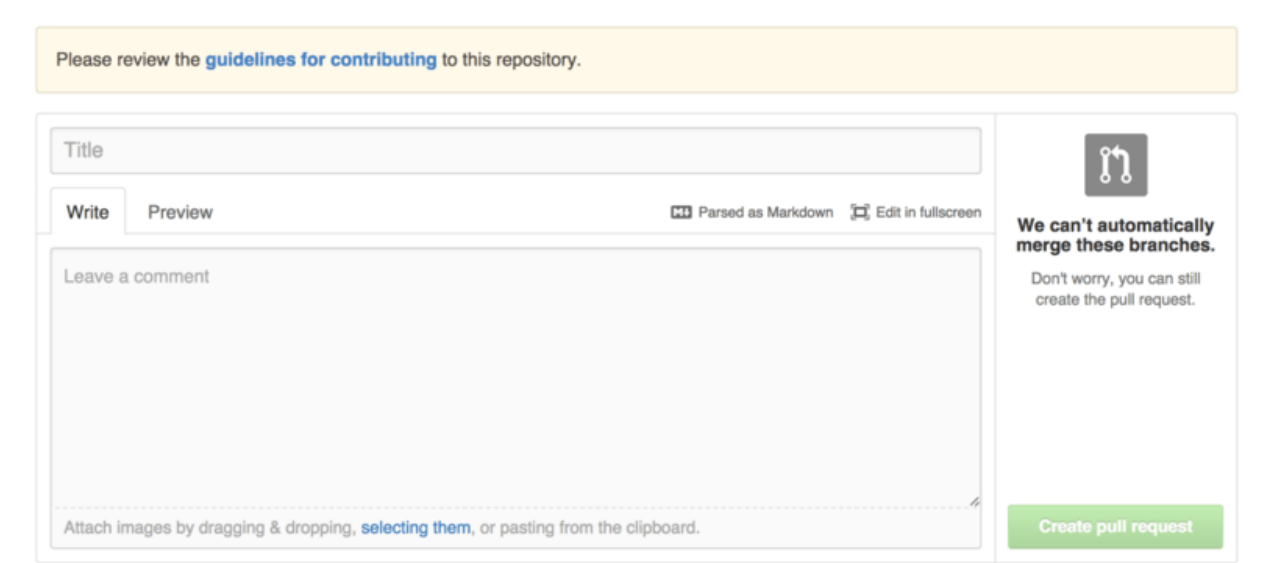 Figure 122. Opening a Pull Request when a CONTRIBUTING file exists
