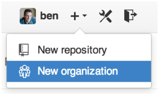 Figure 125. The “New organization” menu item