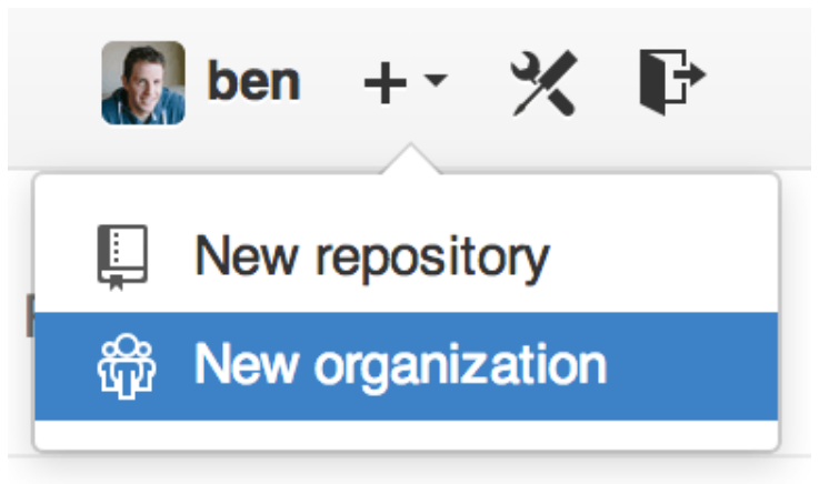 Figure 125. The “New organization” menu item