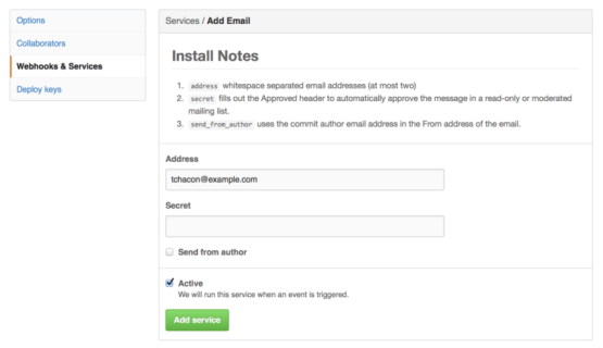 Figure 130. Email service configuration