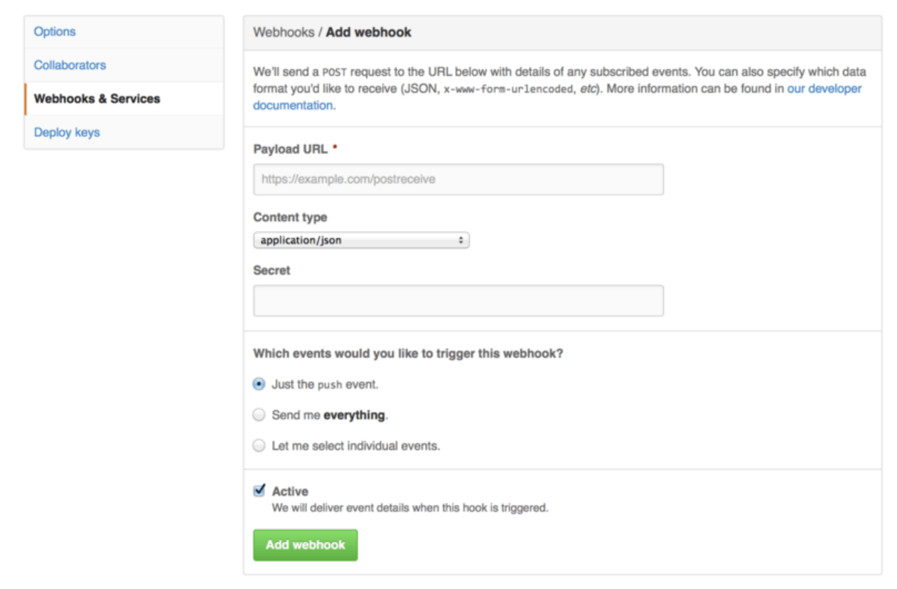 Figure 131. Web hook configuration