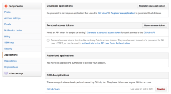 Figure 133. Generate your access token from the “Applications” tab of your settings page