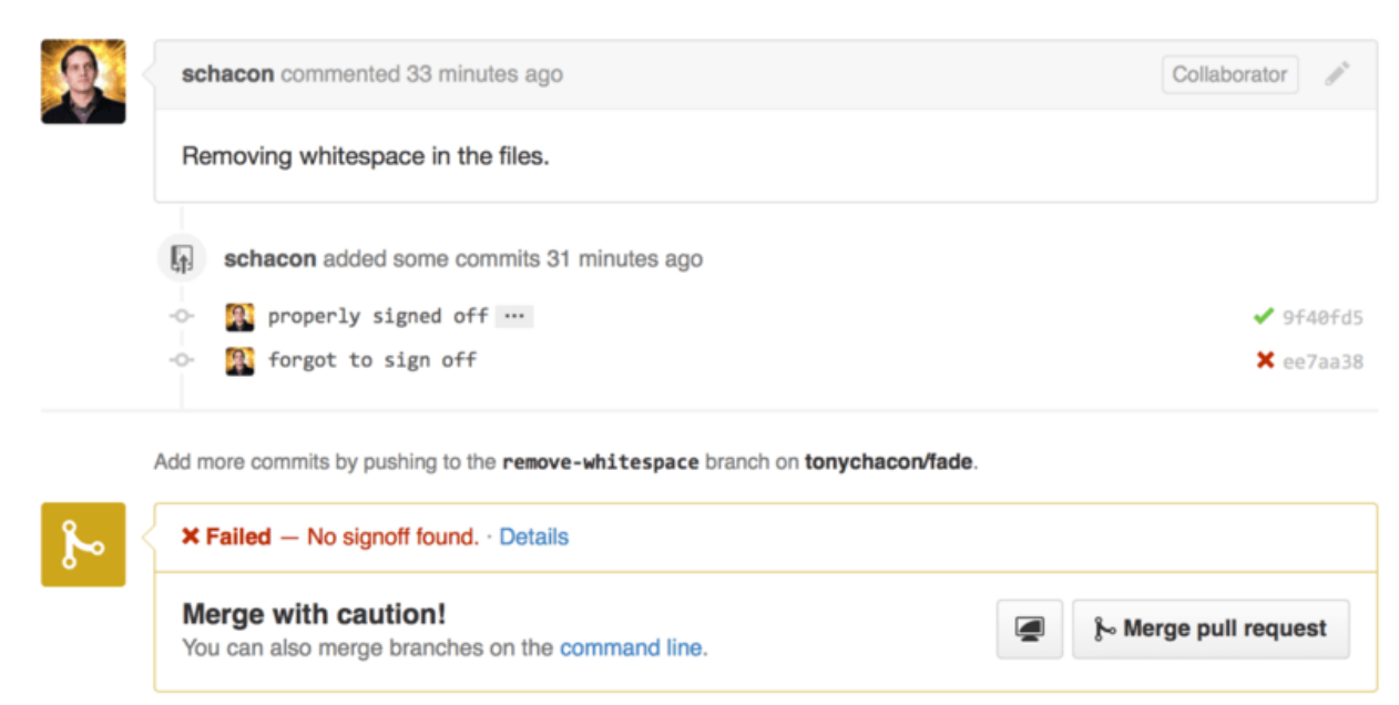 Figure 135. Commit status via the API