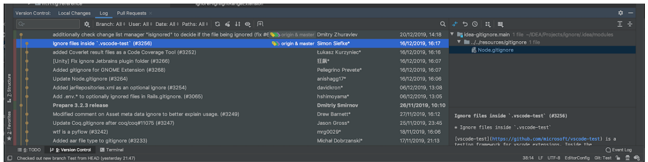 Figure 183. Version Control ToolWindow in JetBrains IDEs