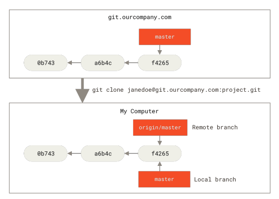 Figure 30. Server and local repositories after cloning